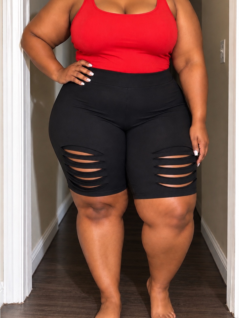 torrid Black Distressed Bike Shorts